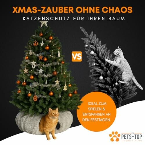 Katzenfreundlicher Weihnachtsbaum zum Schutz vor Chaos.