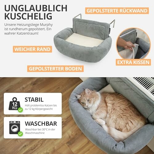 Katzenliege mit weichem Rand und gepolsterter Rückwand