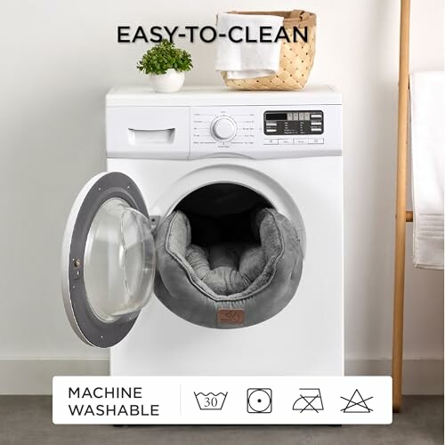 Haustierbett in Waschmaschine, leicht zu reinigen.